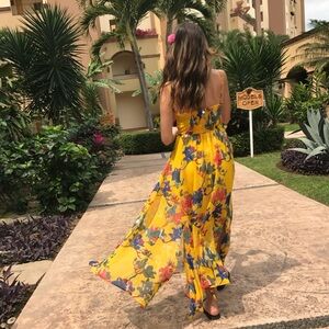 Liu Jo Yellow Floral Silk Dress